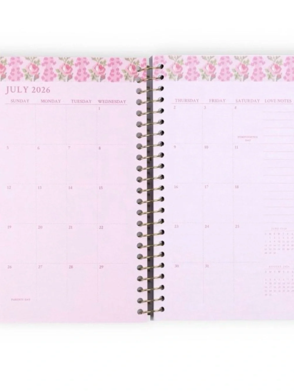 LoveShackFancy x Yoobi Pink Floral Planner 5”x8” Gold Foil Accent-2026-2027